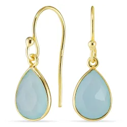 druppel onyx oorbellen in verguld sterlingzilver