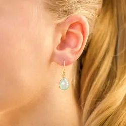 druppel onyx oorbellen in verguld sterlingzilver - Loom Stones