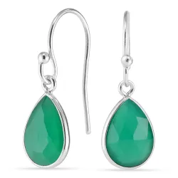 druppel groen onyx oorbellen in zilver - Loom Stones