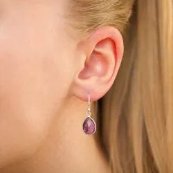 druppel amethist oorbellen in zilver