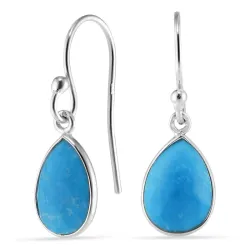 druppel synthetisch turkoois oorbellen in zilver - Loom Stones