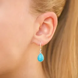 druppel synthetisch turkoois oorbellen in zilver - Loom Stones
