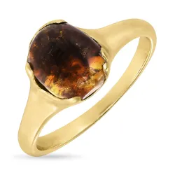 verzamelmonster barnsteen ring in verguld sterlingzilver - Loom Stones