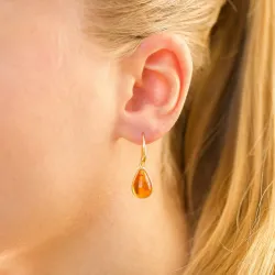 synthetisch barnsteen oorbellen in verguld zilver - Loom Stones