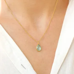 druppel blauwe kristal hanger in verguld sterlingzilver - Loom Stones