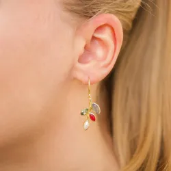 blad groen kristal oorbellen in verguld sterlingzilver - Loom Stones