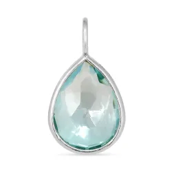 druppel blauwe kristal hanger in zilver - Loom Stones