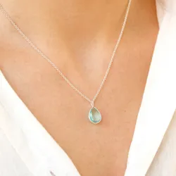 druppel blauwe kristal hanger in zilver - Loom Stones