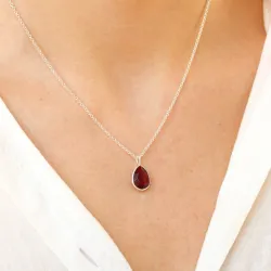 druppel granaat hanger in zilver - Loom Stones