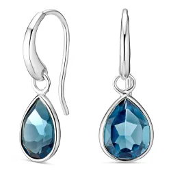 donkerblauw kristal oorbellen in zilver - Loom Stones