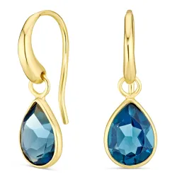 donkerblauw kristal oorbellen in verguld zilver - Loom Stones