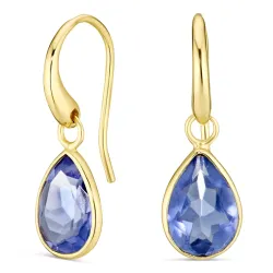 paarse kristal oorbellen in verguld zilver - Loom Stones