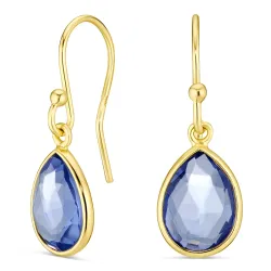 paarse kristal oorbellen in verguld zilver - Loom Stones