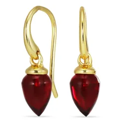 rode kristal oorbellen in verguld zilver - Loom Stones