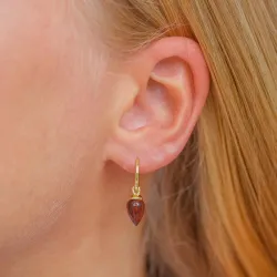 rode kristal oorbellen in verguld zilver - Loom Stones