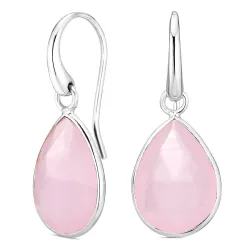 roze kristal oorbellen in zilver