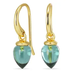 aqua kristal oorbellen in verguld zilver - Loom Stones