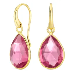 pink kristal oorbellen in verguld zilver