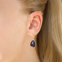 synthetisch blauwe saffier oorbellen in verguld zilver