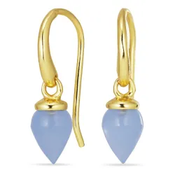 blauwe onyx oorbellen in verguld sterlingzilver - Loom Stones