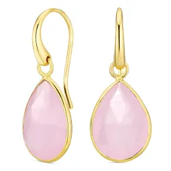 roze kristal oorbellen in verguld zilver