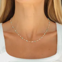 veelkleurig ketting in verguld sterlingzilver - Loom Stones