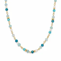 blauwe kristal ketting in verguld sterlingzilver - Loom Stones
