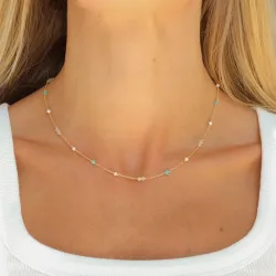 veelkleurig ketting in verguld sterlingzilver - Loom Stones