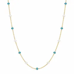 blauwe ketting in verguld sterlingzilver - Loom Stones
