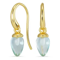 blauwe kristal oorbellen in verguld zilver - Loom Stones