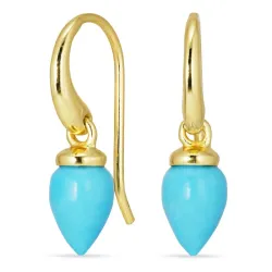 turkoois oorbellen in verguld zilver - Loom Stones