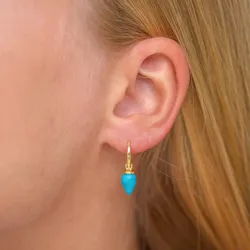 turkoois oorbellen in verguld zilver - Loom Stones
