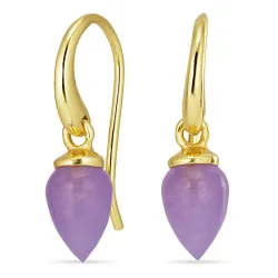 lila jadesteen oorbellen in verguld zilver - Loom Stones