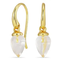 heldere kwarts oorbellen in verguld sterlingzilver - Loom Stones