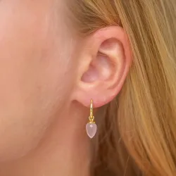 roze kwarts oorbellen in verguld zilver - Loom Stones