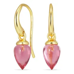 pink kristal oorbellen in verguld zilver - Loom Stones