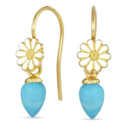 margriet turkoois oorhaakjes in verguld zilver