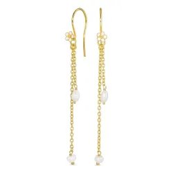 lange parel ketting oorbellen in verguld zilver