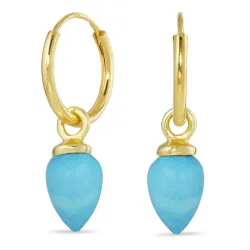 12 mm turkoois creool in verguld zilver