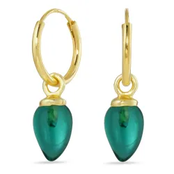12 mm groen kristal creool in verguld zilver