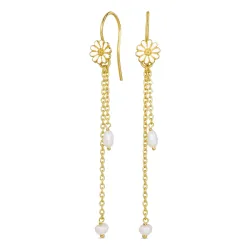 lange parel ketting oorbellen in verguld zilver