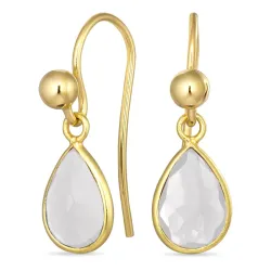 druppel heldere kwarts oorhaakjes in verguld zilver