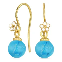 margriet synthetisch turkoois oorhaakjes in verguld zilver