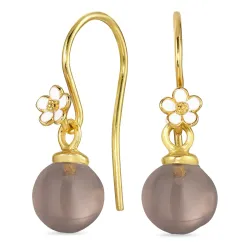 margriet rookkleurige kwarts oorhaakjes in verguld zilver