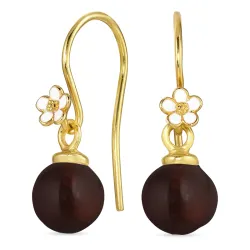 margriet rode kristal oorhaakjes in verguld zilver