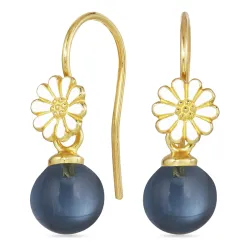 margriet donkerblauw kristal oorhaakjes in verguld zilver