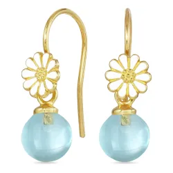 margriet lichtblauwe kristal oorhaakjes in verguld zilver