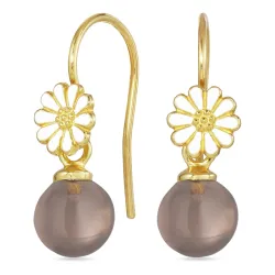 margriet rookkleurige kwarts oorhaakjes in verguld zilver