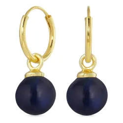 12 mm synthetisch blauwe saffier creool in verguld zilver