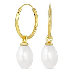 18 mm parel creool in verguld zilver